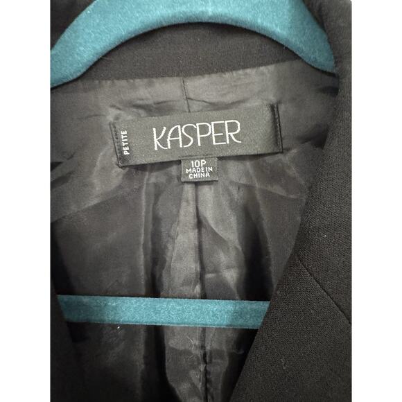 Kasper Black Suit Jacket Ruched Front Career Office Preppy Proffesional Sz 10p - Picture 5 of 11